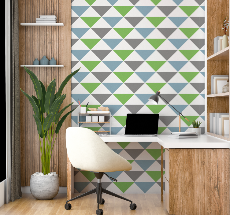 Colorful pastel triangles wallpaper office - TenStickers