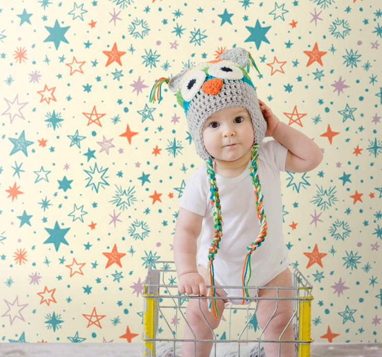 Colorful Star Decorations nursery room wallpaper - TenStickers