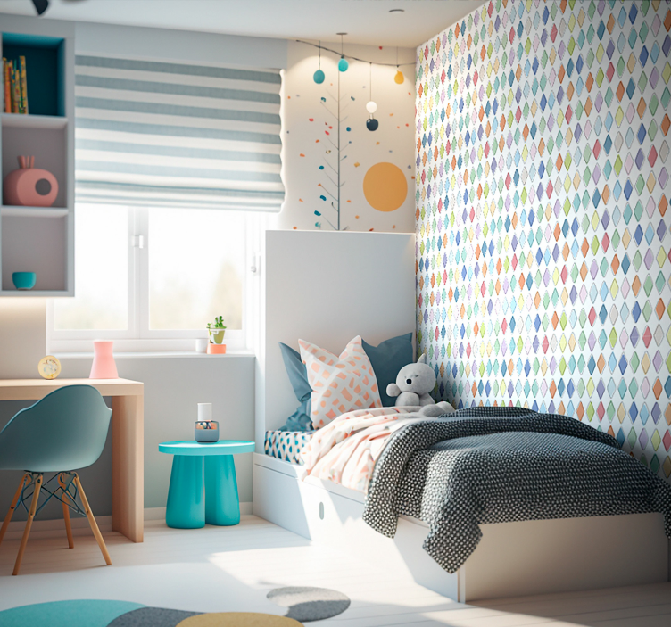 Colourful harlequin diamonds Art Wallpaper - TenStickers