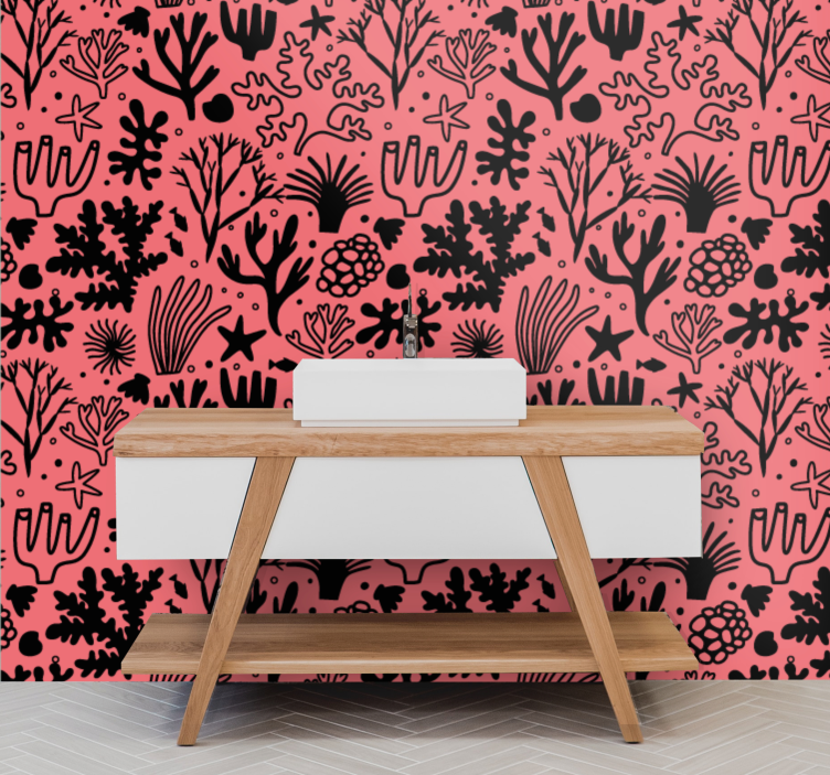 Coral reef elements bathroom wallpaper - TenStickers