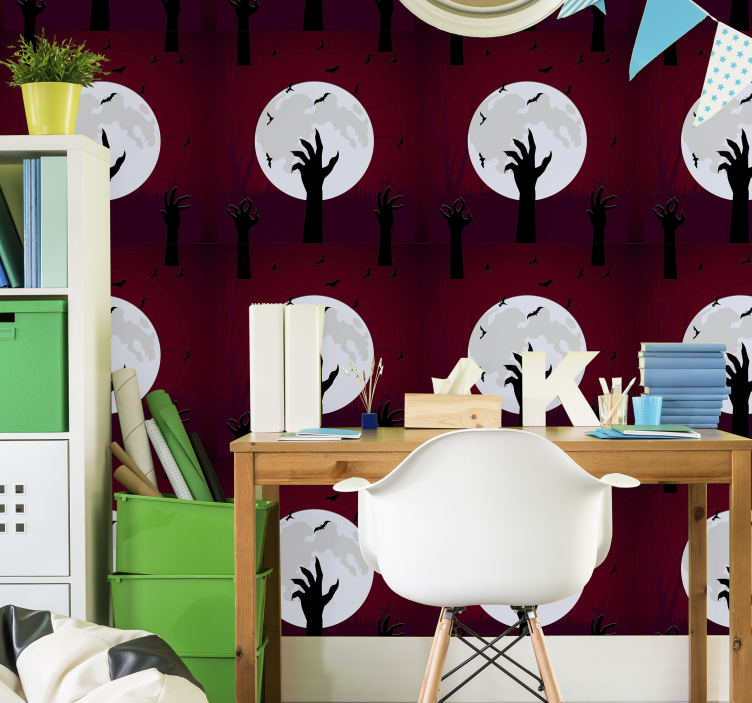 Creepy Moonlit Scene cute halloween wallpaper - TenStickers