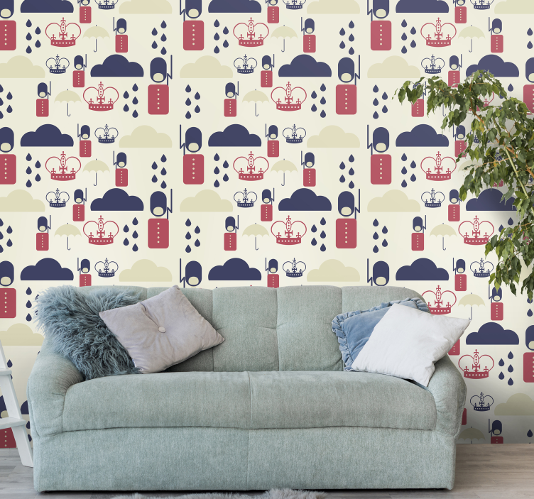 Crown Rain Drops animals wallpaper - TenStickers