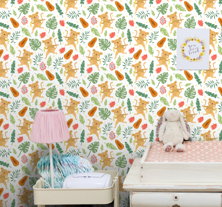 Monkey jungle motif animals wallpaper - TenStickers