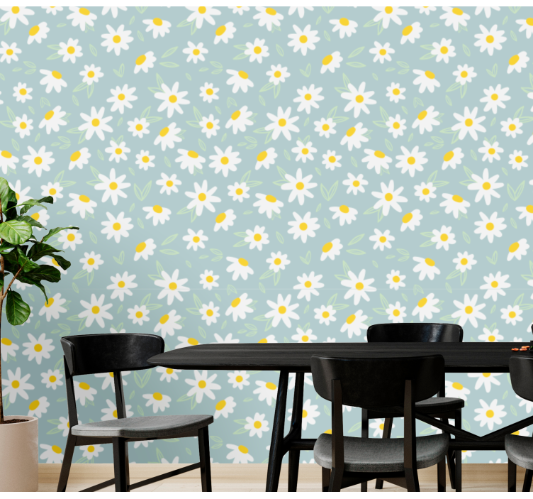 Daisies Pattern flowers wallpaper - TenStickers