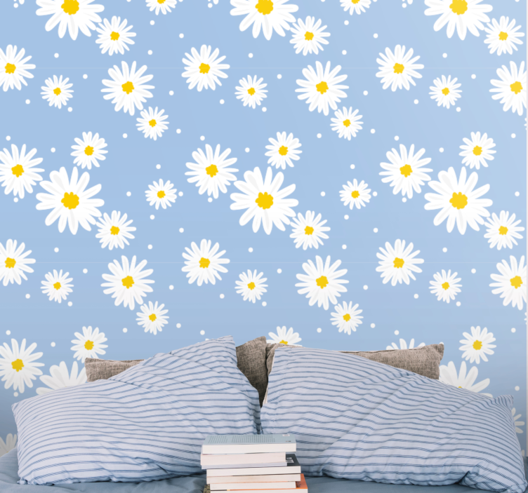 Daisy Pattern Motif flowers wallpaper - TenStickers