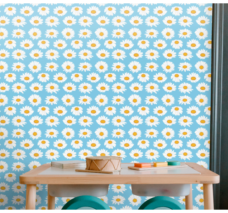 Daisy Patterned flowers wallpaper - TenStickers
