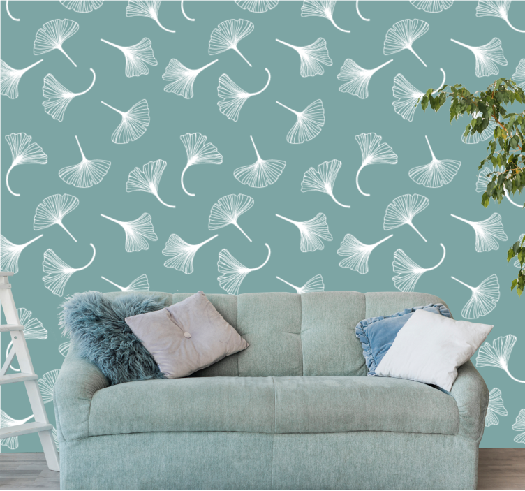 Delicate green ginkgo leaves wallpaper - TenStickers