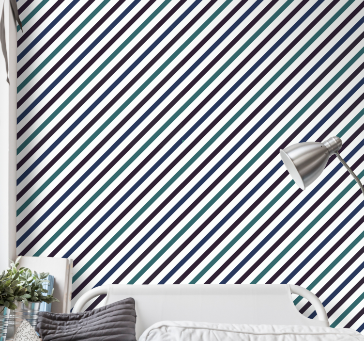 Diagonal Stripes Pattern wallpaper horizontal stripes - TenStickers