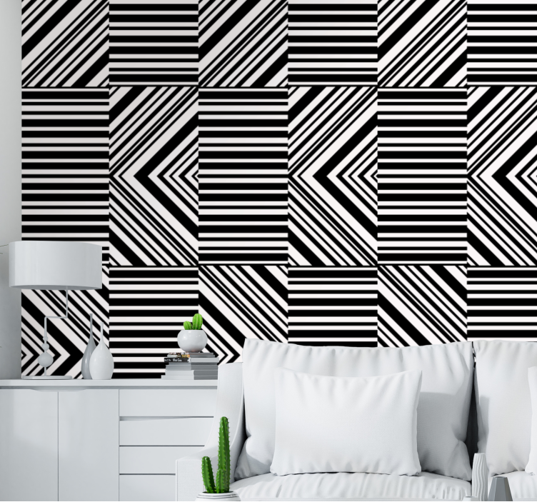 Diagonal Stripes Play wallpaper geometric - TenStickers