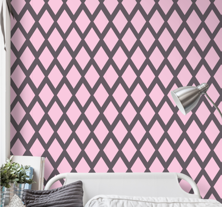 Pink diamond forms wallpaper teenage bedroom - TenStickers