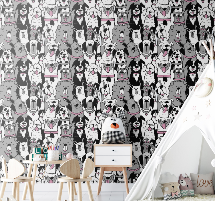 Dog Contours Childrens Wallpaper - TenStickers