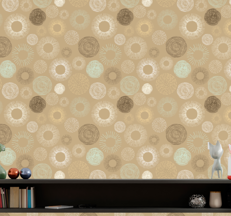 Earth tone circle pattern Modern Wallpaper - TenStickers