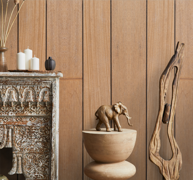 Brown simple planks wood effect wallpaper - TenStickers