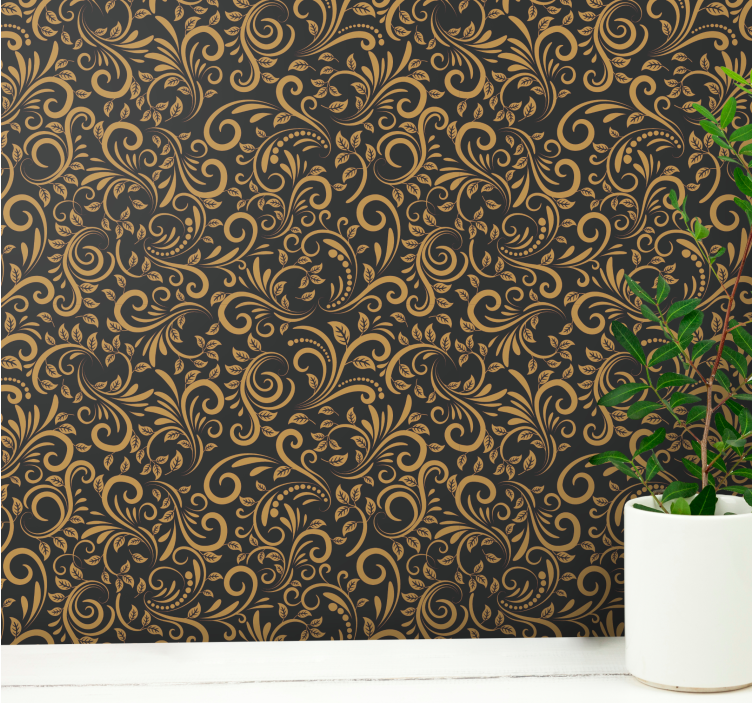 Elegant Foliage Scrolls ornamental wallpaper - TenStickers