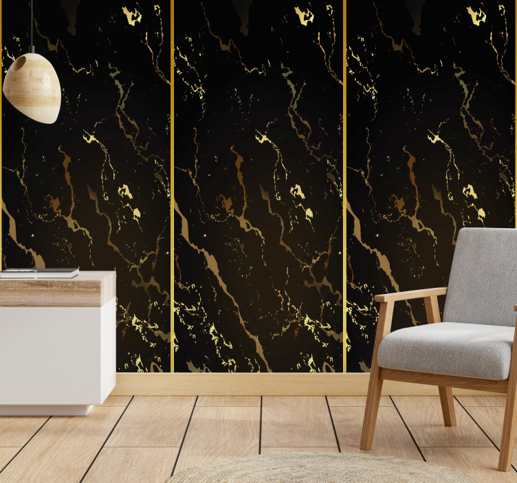 Elegant Golden Veins marble effect wallpaper - TenStickers