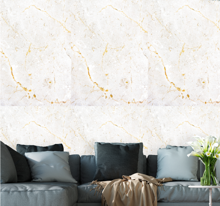 Elegant White Veins marble effect wallpaper - TenStickers