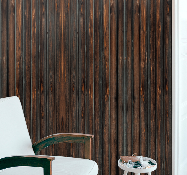 Elegant dark brown panels wood effect wallpaper - TenStickers