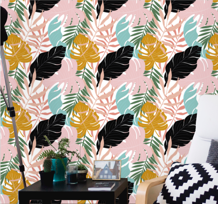 Exotic foliage assortment leaves wallpaper - TenStickers