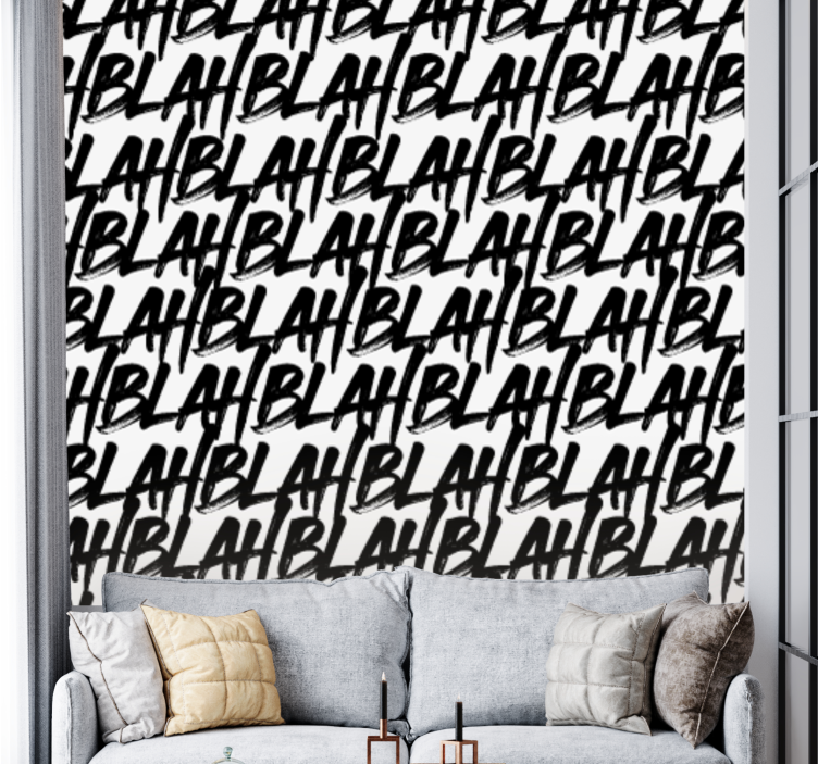 Blahblach pattern lettering wallpaper - TenStickers
