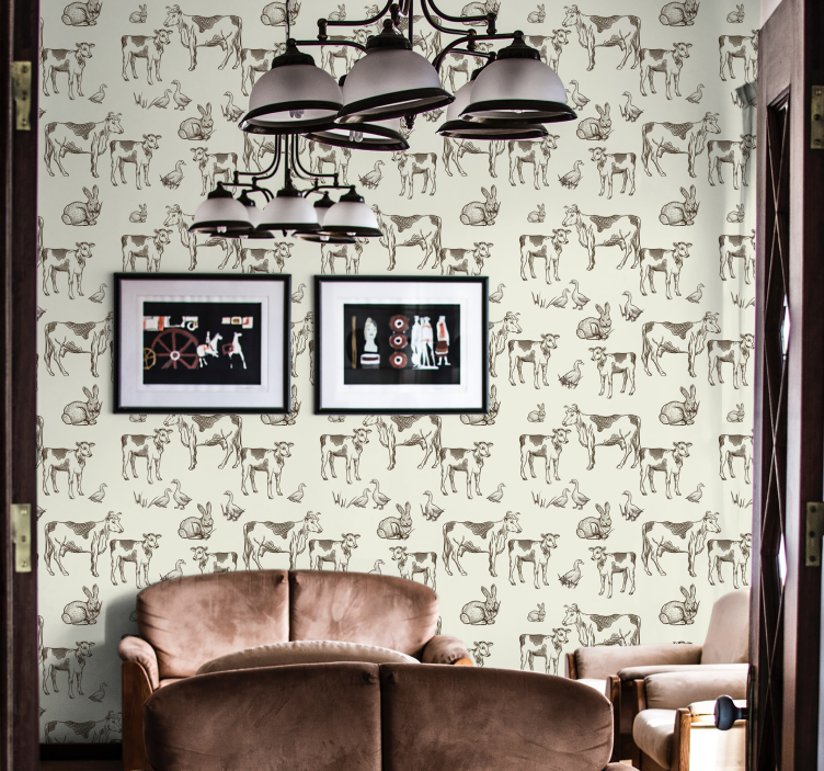 Farm Animal Sketches animals wallpaper - TenStickers