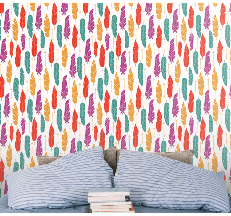 Feather Motif Design leaves wallpaper - TenStickers