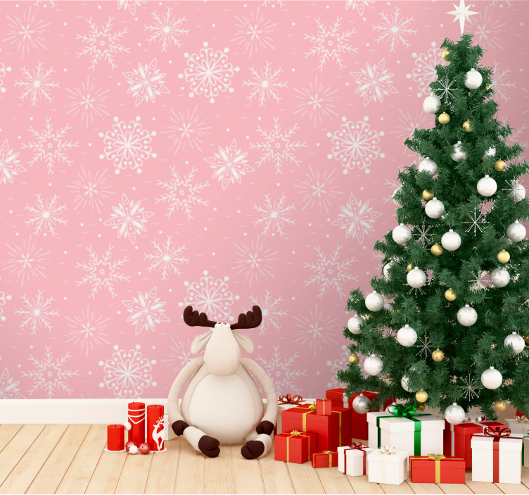 Festive Reindeer Scene holiday christmas wallpaper - TenStickers