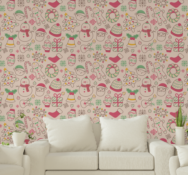 Festive Season Cheer holiday christmas wallpaper - TenStickers