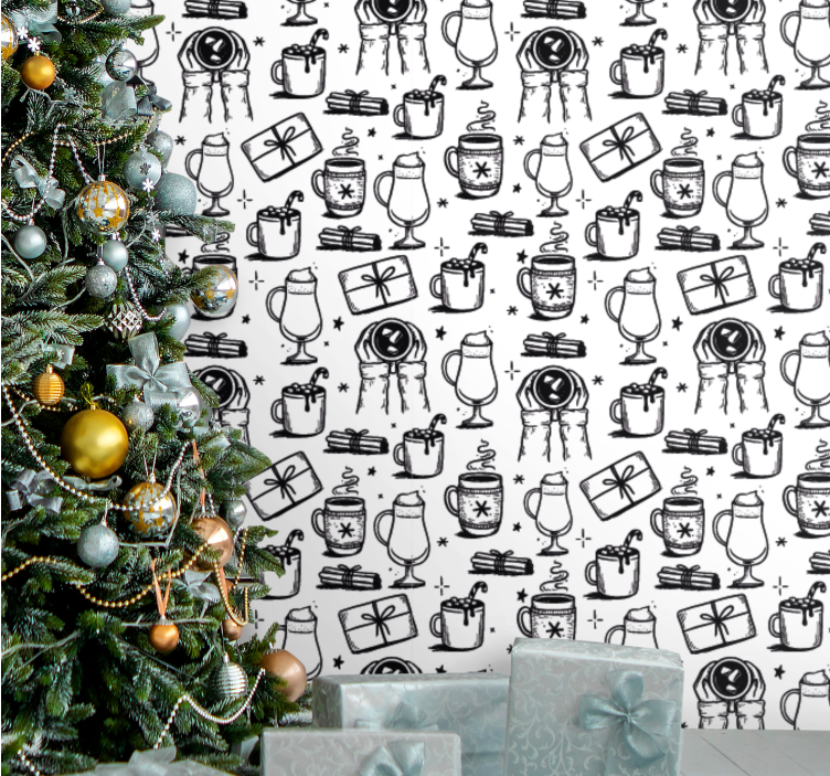 Festive Sketches holiday christmas wallpaper - TenStickers