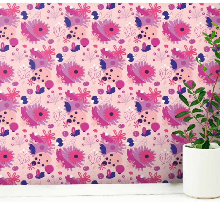 Floral Array Design flowers wallpaper - TenStickers