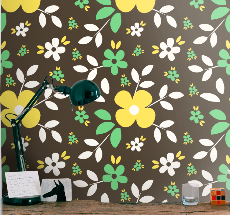 Floral Bloom Burst flowers wallpaper - TenStickers