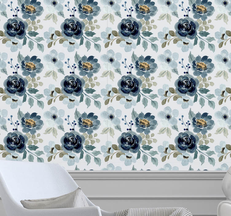 Floral Bouquet Motif flowers wallpaper - TenStickers