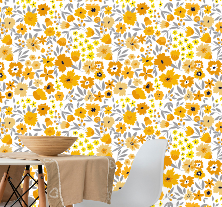 Floral Burst Design flowers wallpaper - TenStickers