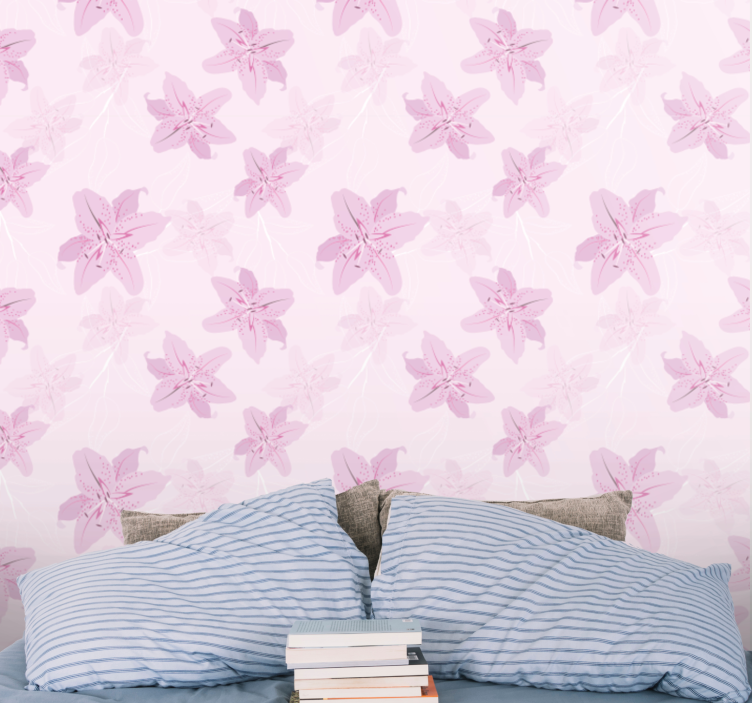 Floral Butterfly Motif wallpaper lilac - TenStickers