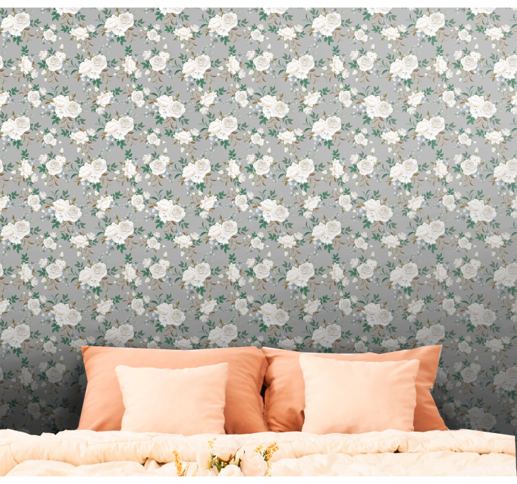 Floral Elegance Panel flowers wallpaper - TenStickers