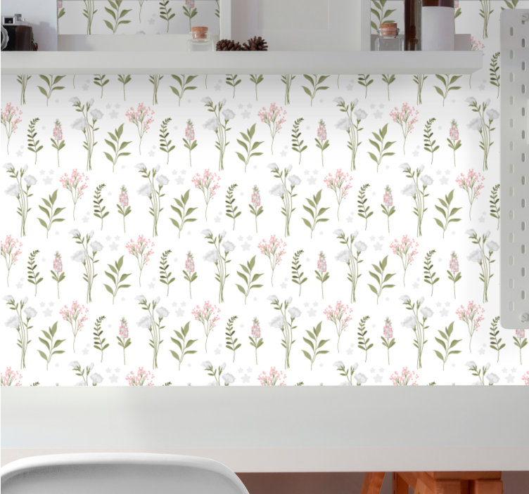 Floral Elegance Pattern flowers wallpaper - TenStickers
