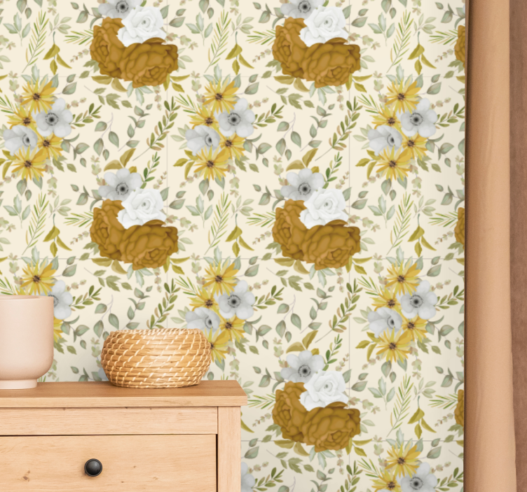 Nesting blooms flowers wallpaper - TenStickers