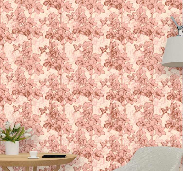 Floral Ornate flowers wallpaper - TenStickers