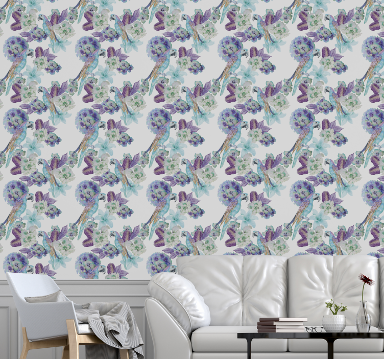 Floral Parrot Design parrots wallpaper - TenStickers