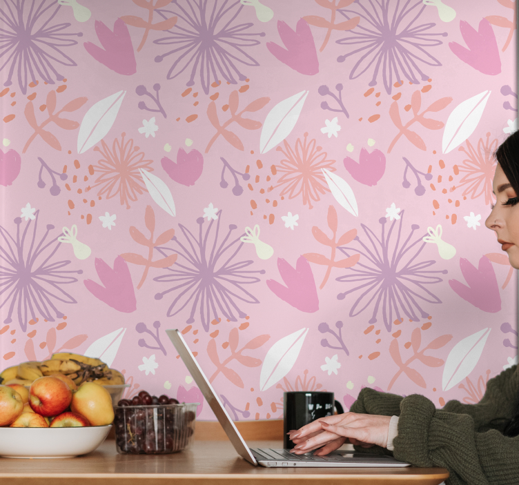 Floral Pattern Delight flowers wallpaper - TenStickers