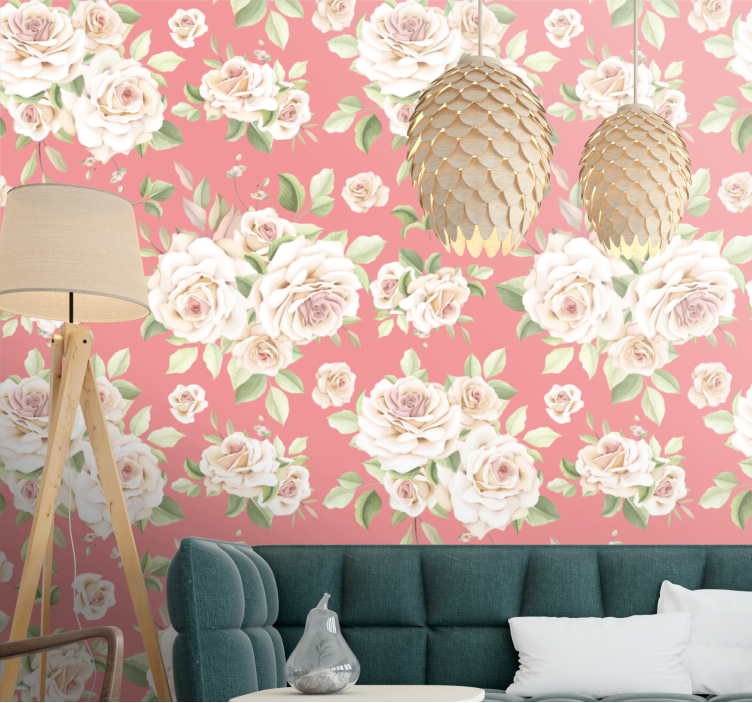 Floral Rose Pattern flowers wallpaper - TenStickers