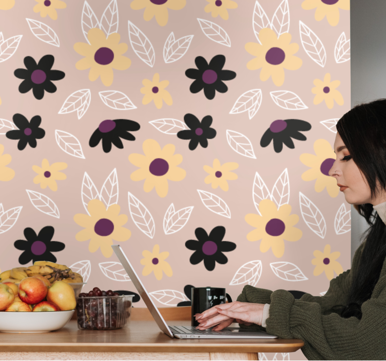 Floral Simplistic Motif floral wallpaper - TenStickers
