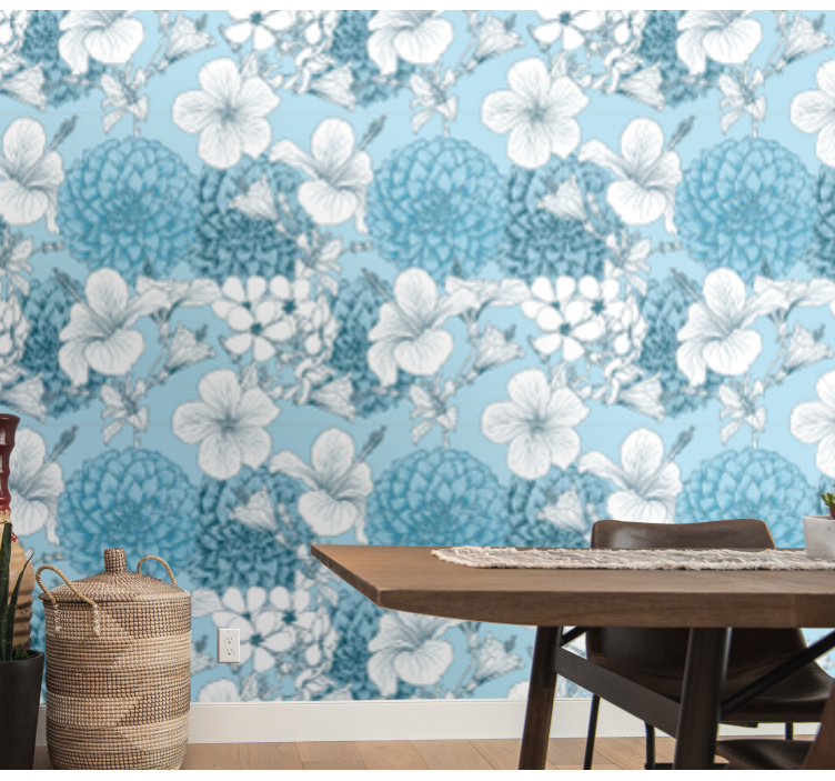 Floral Sketch Motif flowers wallpaper - TenStickers