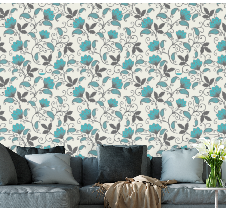 Floral Tile Inspiration floral wallpaper - TenStickers