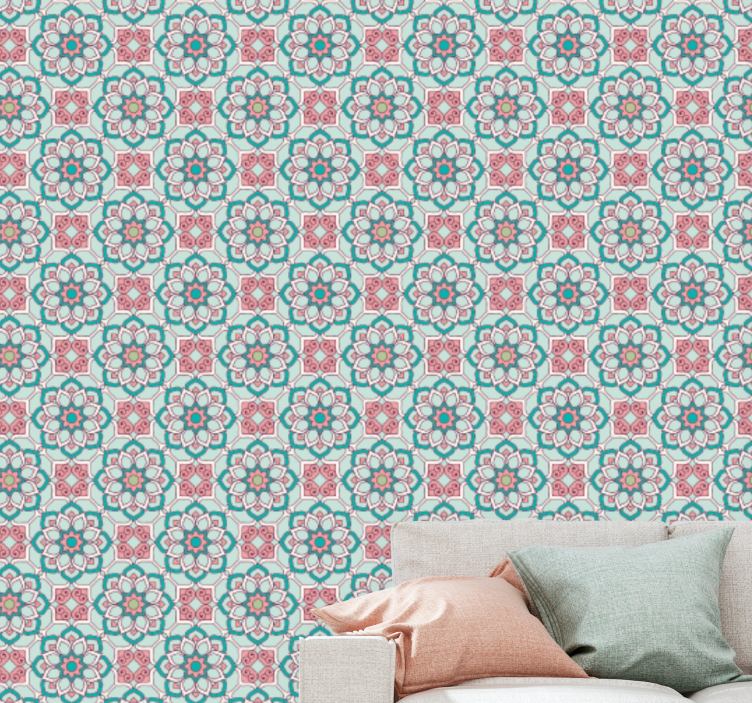 Flower and Star floral wallpaper - TenStickers