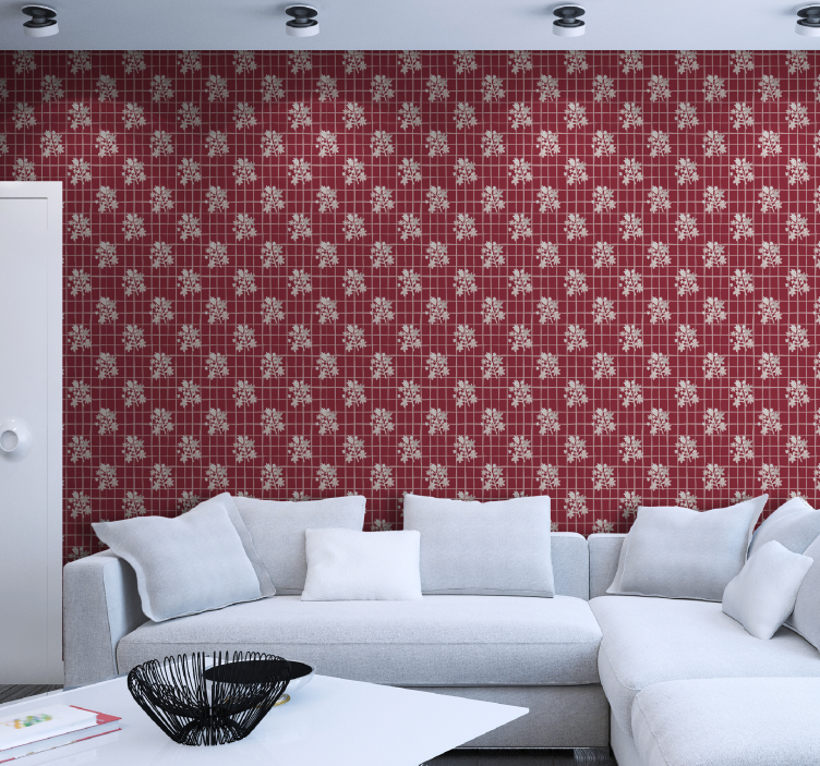 Flower Mosaic Pattern floral wallpaper - TenStickers