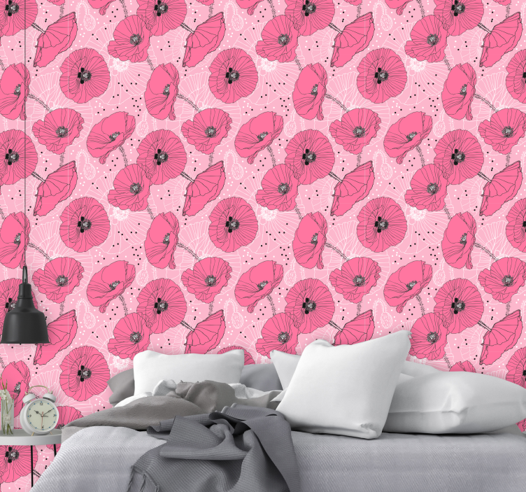 Flowers in muted pink Flower Wallpaper - TenStickers