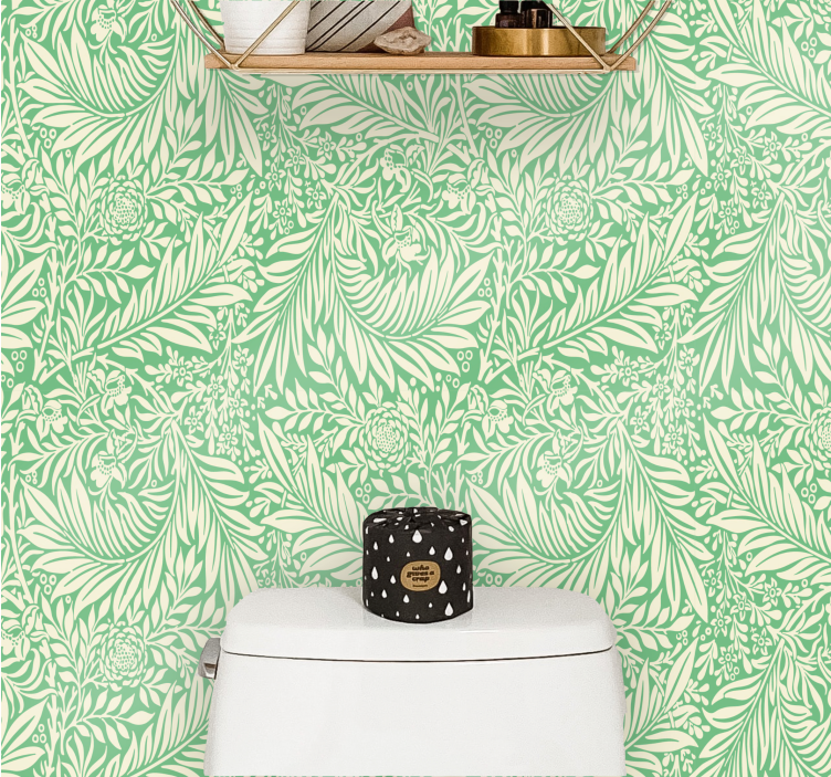 Green foliage pattern leaves wallpaper - TenStickers