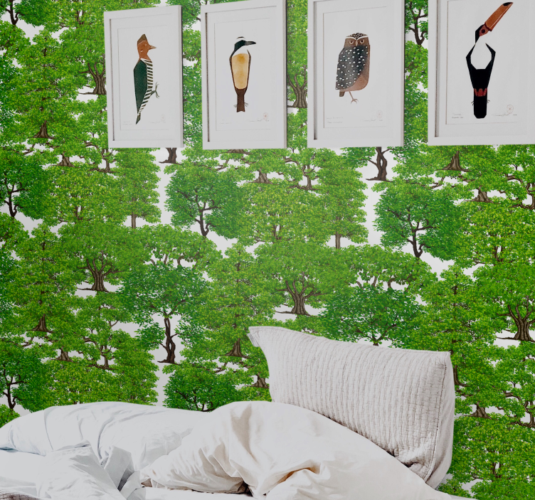 Realistic forest pattern wallpaper of a tree - TenStickers