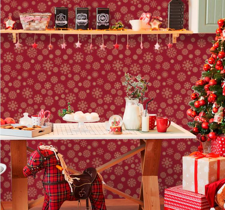 Frosty Floral Design holiday christmas wallpaper - TenStickers