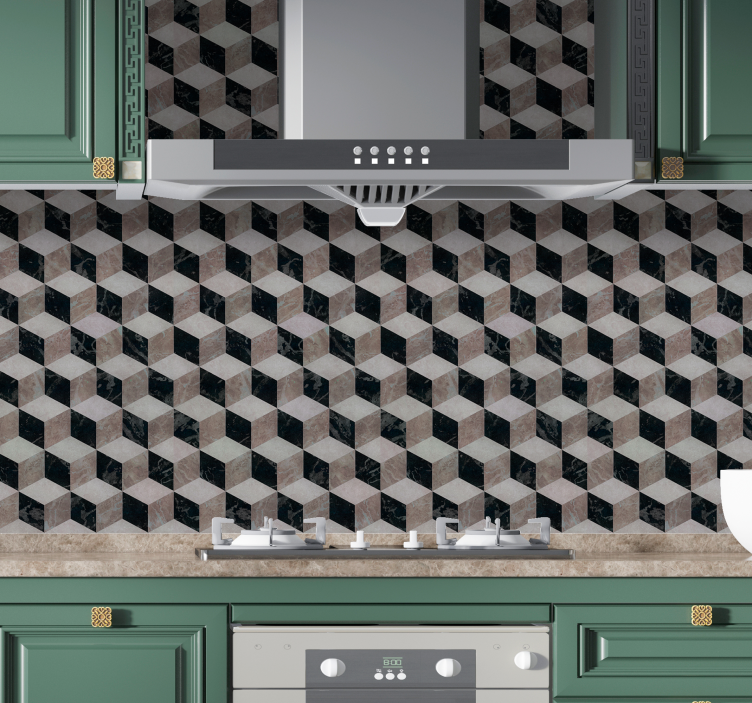 Geometric Cube Arrangement metal effect wallpaper - TenStickers